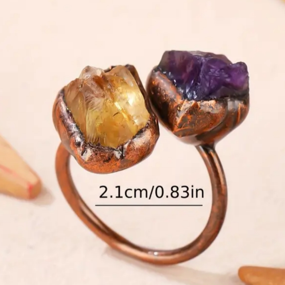 NWT COPPER AMETHYST AND TOPAZ RING - Picture 3 of 3